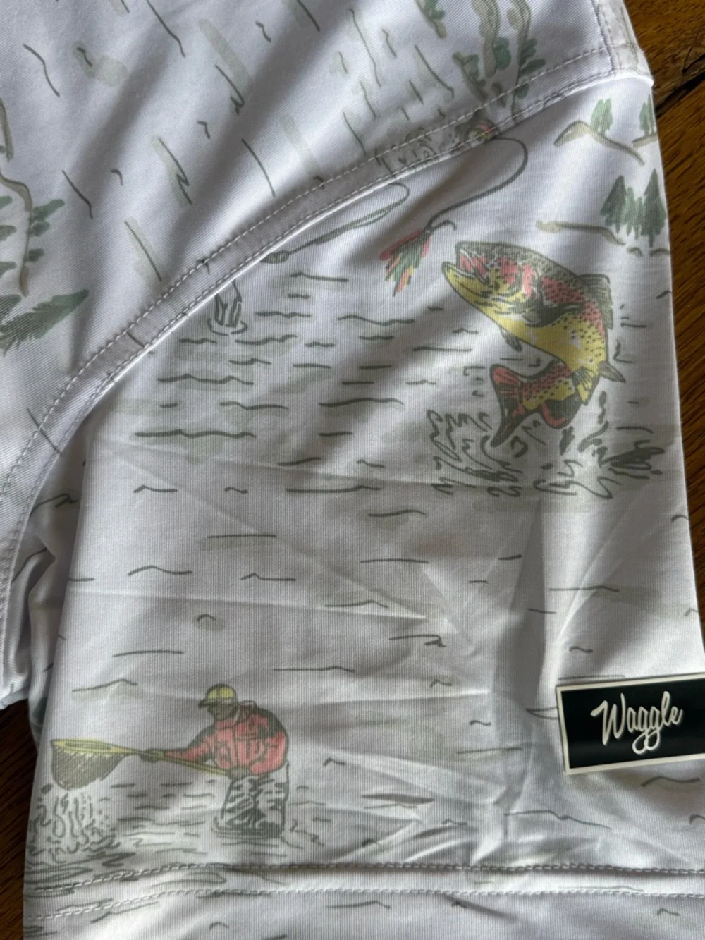 Men's White Fishing-Print Polo Shirt - Picture 2 of 4
